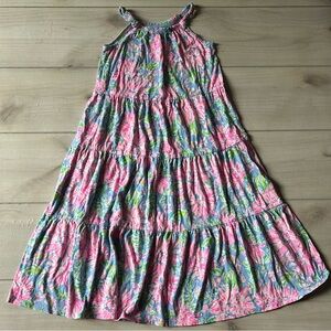 Lilly Pulitzer Loro Midi Swing Floral Pink and Blue Kids Dress